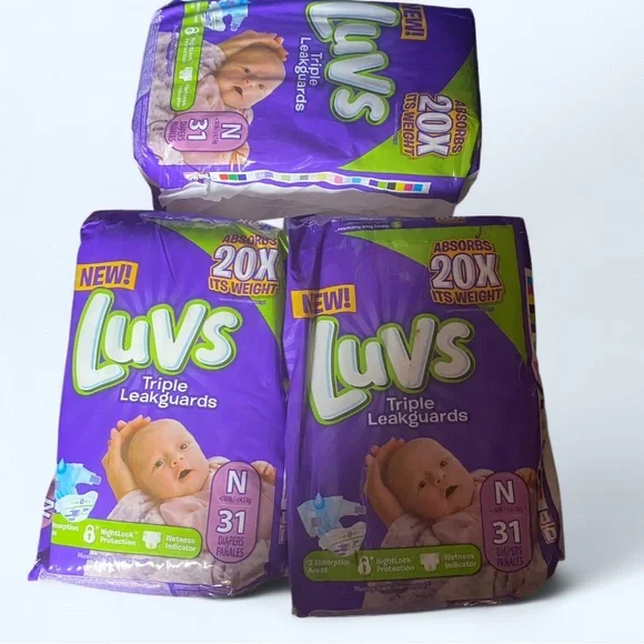3 Packs Triple Leakguards Diapers - Purple