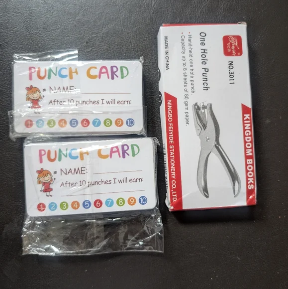 Punch Cards With Hole Puncher Teacher Parent‎ Reward Cards