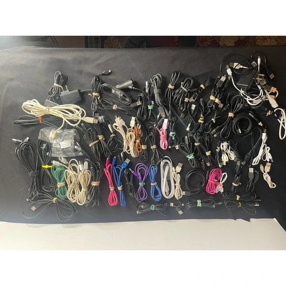 Bulk Lot 75+ USB to Micro-USB Charging Data Cables Wall Adapters Car Charger