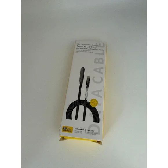30W T-shaped Fast Charging Type-C to Lightning Cable with Foldable Phone Holder
