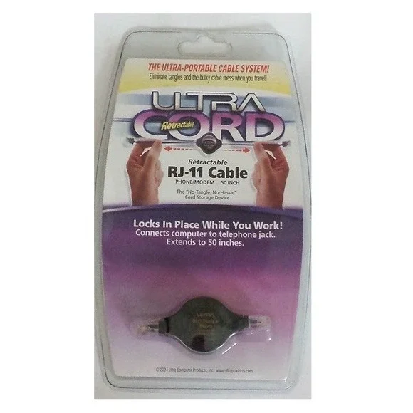 Ultra Retractable Cord Retractable Network RJ-11 Cable‎ 50 Inch Phone/Modem 2004