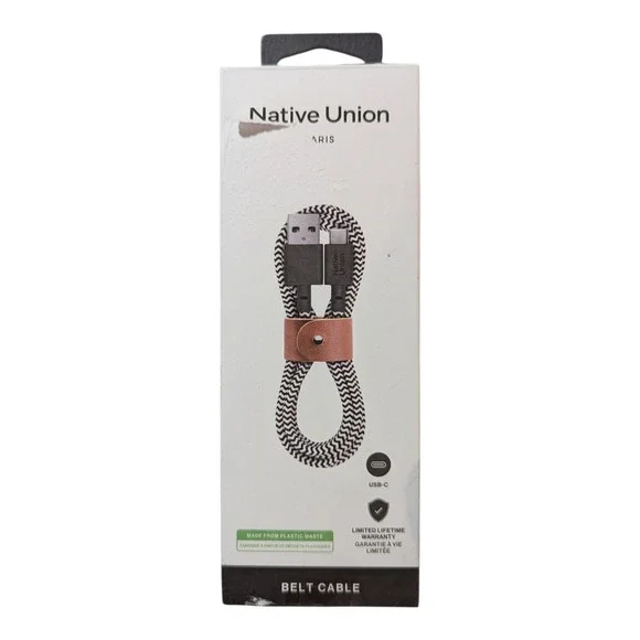 V4-Poly Native Union Belt Cable‎ 4' USB-C to USB-A Cable - Zebra