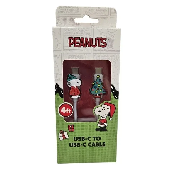 Peanuts Snoopy USB-C to USB-C Cable‎ 4ft Charging Data New