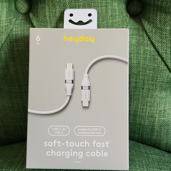 Heyday USB-C to USB-C 6' Fast Charging Cable - White