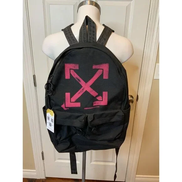 Off-White C/O Virgil Abloh Black Polyester Red Arrow Travel Backpack