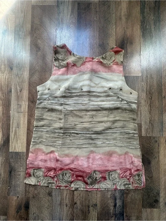 Women's Sleeveless Floral Stripe Matching Set in Pink and Beige