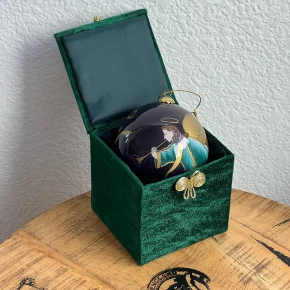 Pier 1 Li Bien Hand Painted Glass Ornament Holiday Christmas Angel Vintage 1999