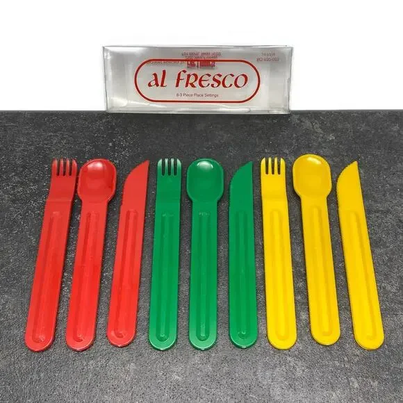 Pier 1 Al Fresco 6 Place Settings Plastic Modern Flatware Camping‎ Travel Japan