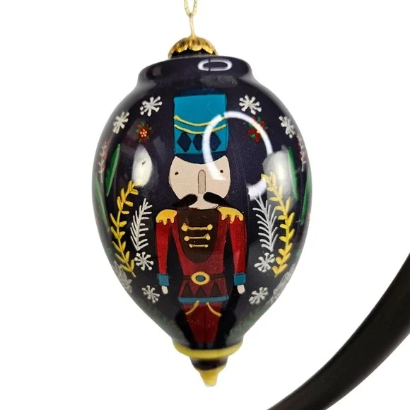 Pier 1 One Nutcracker Glass Ornament Li Bien Handpainted Finial 2019 Gift Box‎