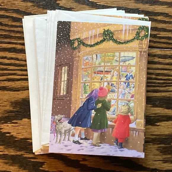 20 Vintage Image Arts Christmas Cards Envelopes Toy Storefront Printed in U.K.