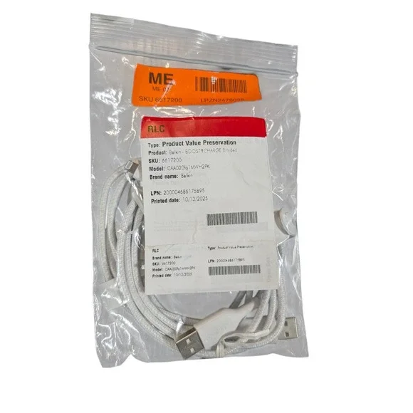 Cc9O-P 2-pack Belkin Boost‎ Charge Lighting to USB-A Cable 3.3Ft Braided White