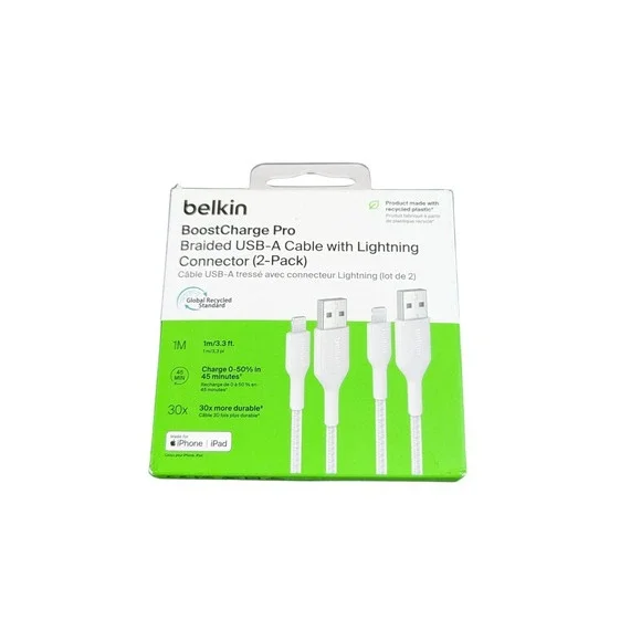 Aa3O Belkin Boostcharge‎ Pro Braided Usb-A With Lighting Connector 2-pack White
