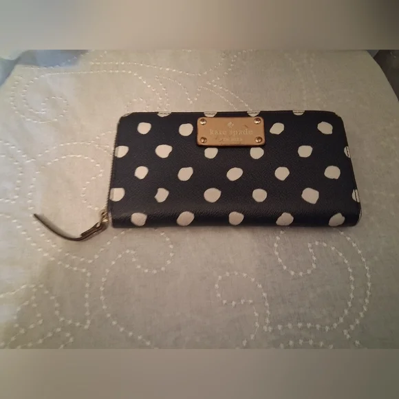Kate Spade Navy and White Polka Dot Wallet