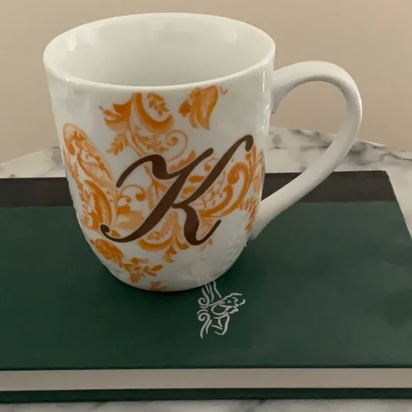 Pier 1 Imports Porcelain Mug, Letter K initial, 12 oz