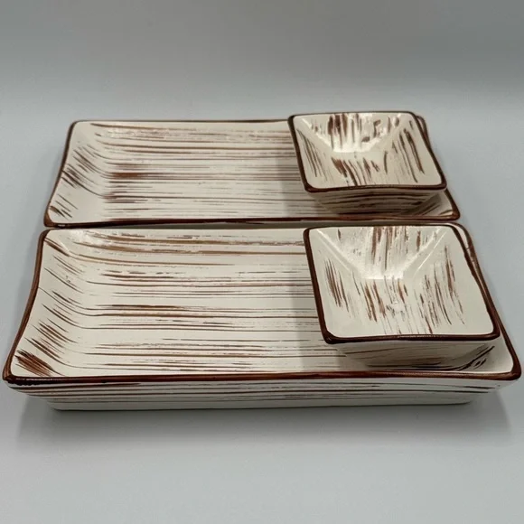 Vintage Pier 1 Ceramic “Suki” Sushi Serving Set for 2