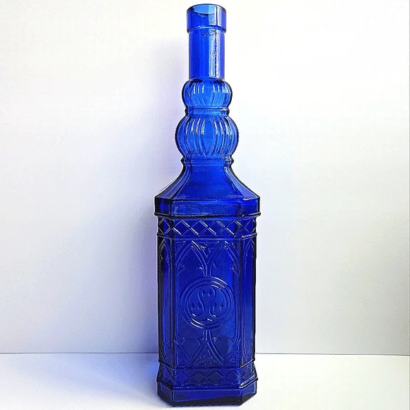 VTG Pier 1 Cobalt Blue Glass Bottle Decanter 12