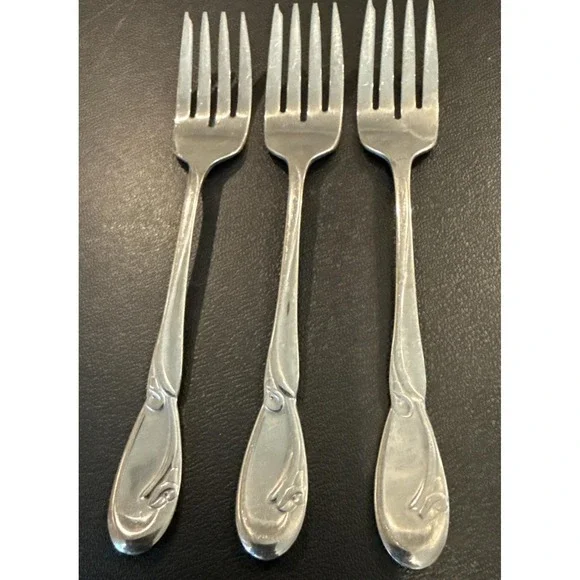 Oneida Deluxe Calla Lily Salad Fork Forks Stainless Steel Vintage Set Of 3