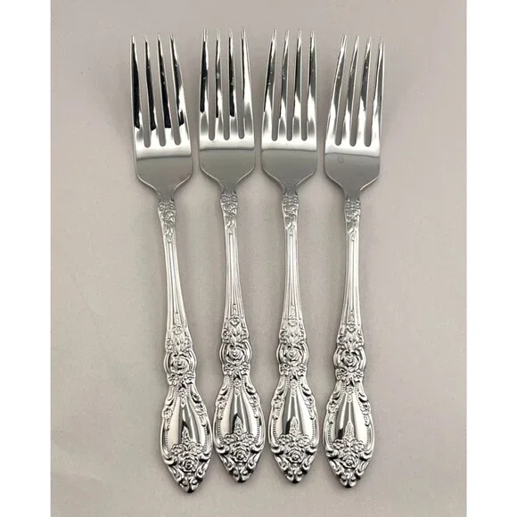Oneida WORDSWORTH 4pc Dinner Forks Set 18/0 Stainless Flatware Silverware Floral