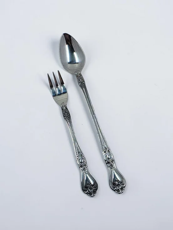 Rogers Precious Rose 24 Pieces Cocktail Forks Iced Tea Spoons Glossy Stainless