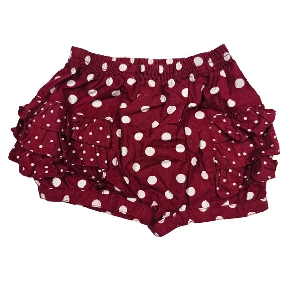 Gymboree Baby White Red Polka Dot Ruffle Bloomers Diaper Cover 12-18 Cherry Pie