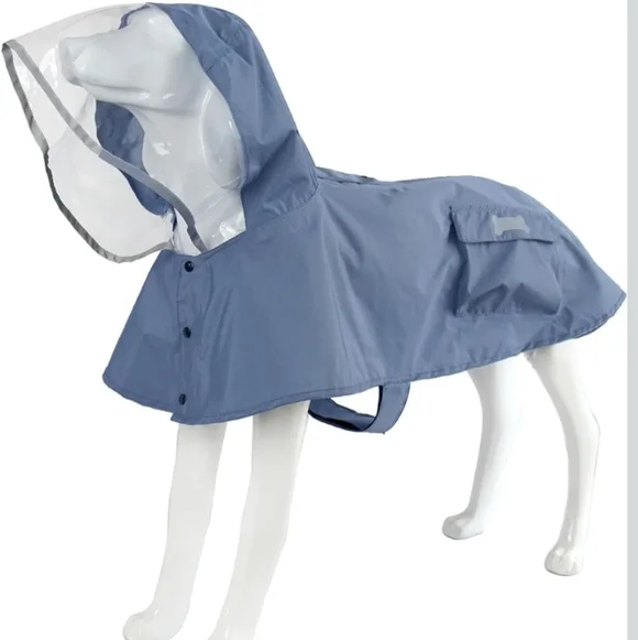 Puppy Dog Hooded Blue Gray Raincoat Xl Sized