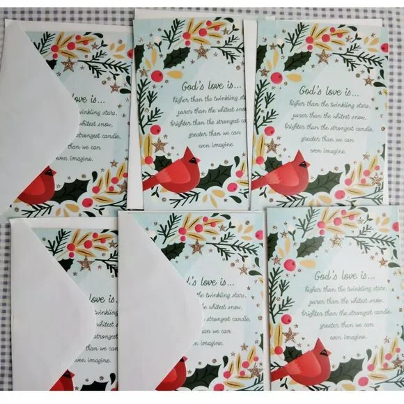 DaySpring God's Love is... Christmas Greeting Cards w/ Envelope Lot of 6