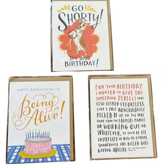 3 Fun Emily McDowell Studio Greeting‎ Cards Funny Happy Birthday for Her BFF