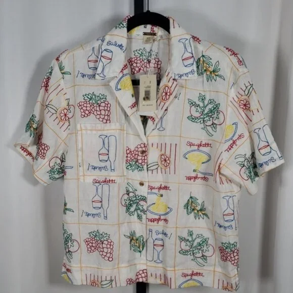 Magaschoni Appetito Embroidered Linen Shorts & Top Set S/P NWT‎ Matching Outfit