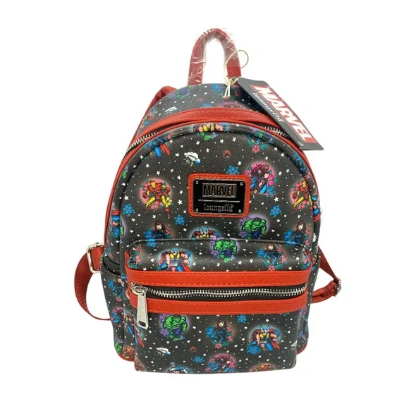 Loungefly NEW Marvel Avengers Tattoo Black Red Mini Backpack Superhero Collector