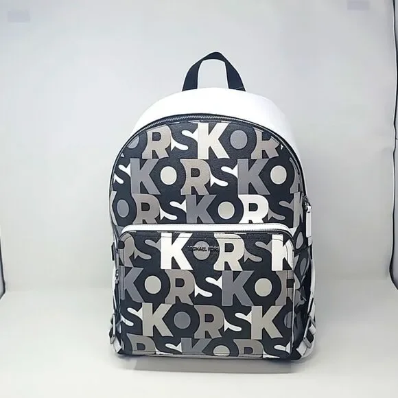 New! Michael Kors Cooper MK Signature Black Multi Commuter Backpack