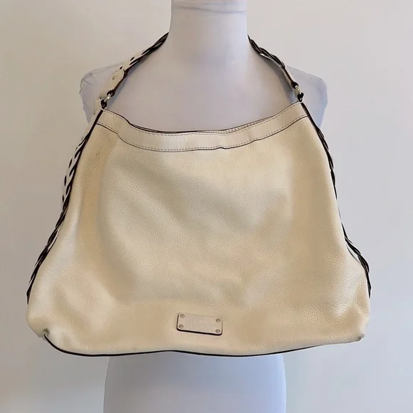 Kate Spade Cream Leather Braided Strap Hobo Bag