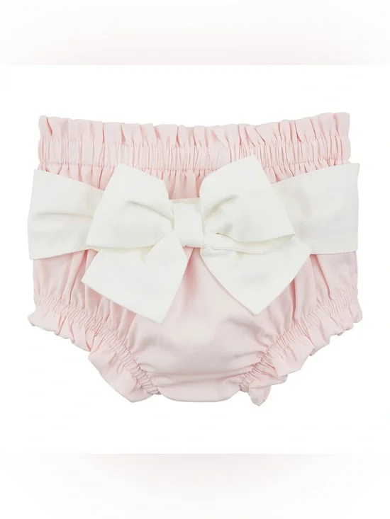 Mud Pie Pale Pink Diaper Cover with White Bow 3-6M