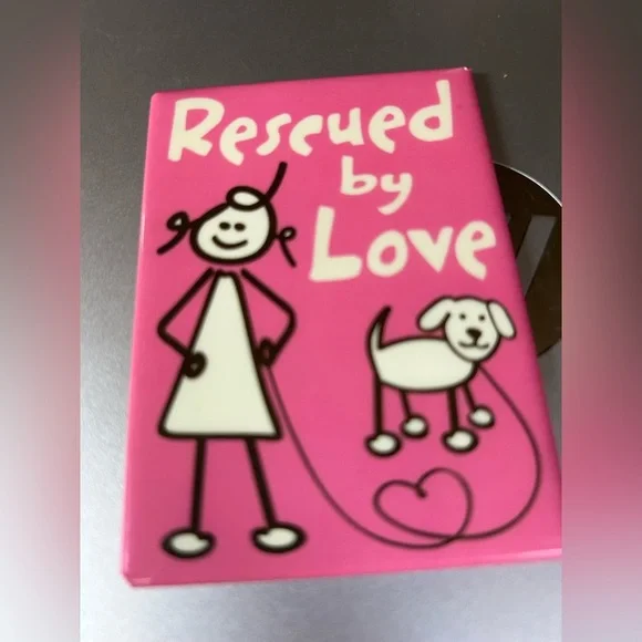 Rescued by Love kitchen magnet