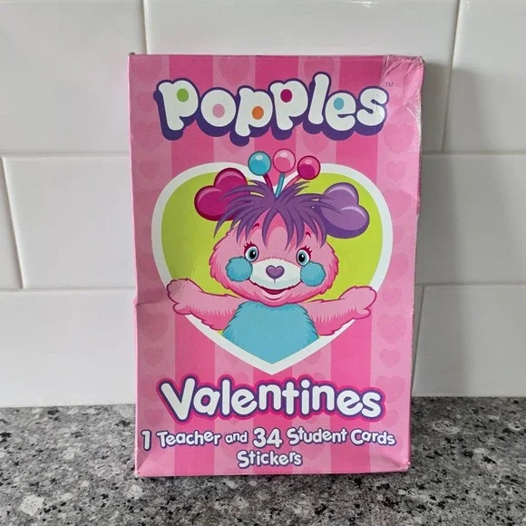 Popples Valentines Cards 35ct Stickers American Greetings 2001 Vintage Sealed