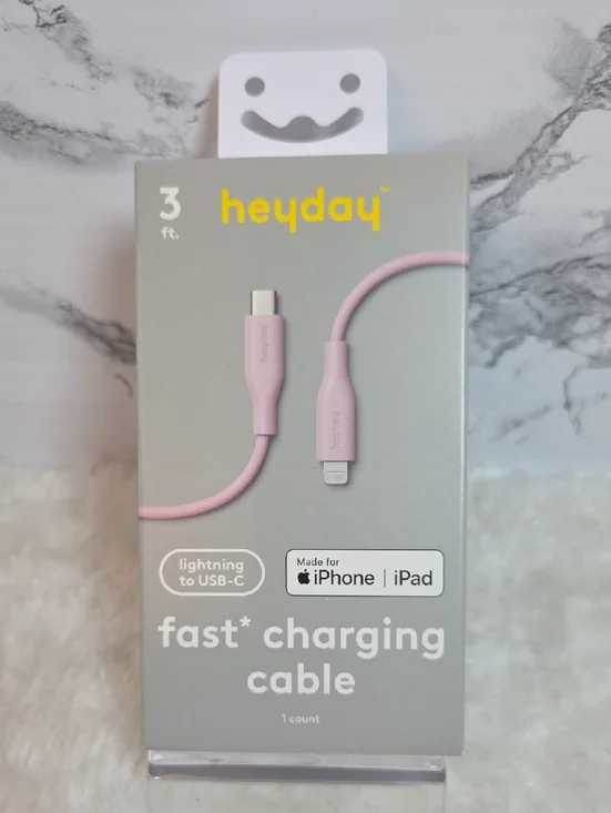 heyday Pink Lightning to USB-C Fast Charging Cable - 3 ft NWT