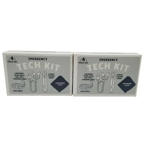 2 Pack Kikkerland Emergency Tech 4-Piece Kit Charging Cable