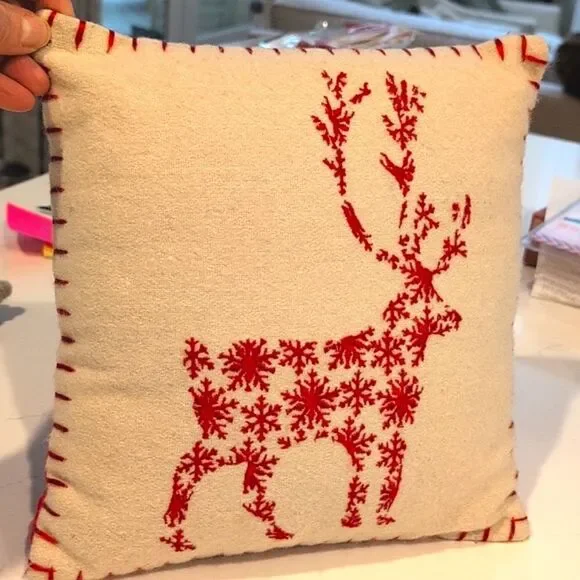 Embroidered Reindeer Square Throw Pillow Pier 1 Decorative Accent Pillow