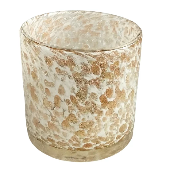 Pier 1 Imports Speckled Glass Candle Holder Shimmery White Gold