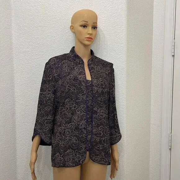Alex Evenings Petite XL Camisole And Matching Jacket 2 Pieces Set Satin Trim
