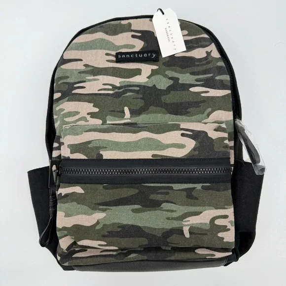 Sanctuary Camo Downtown Backpack with Pouch book bag travel bag NWT