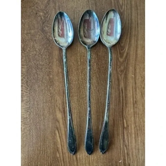 New‎ England Silver Plate Iced Tea Spoons Long Handle Drink Stirrers Set of 3