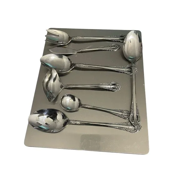 NATIONAL STAINLESS‎ Japan flatware LOT 7 fork spoon knife Handle Detail Floral