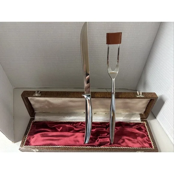 VINTAGE DUREX SOLINGEN GERMANY 2 PIECE STAINLESS CARVING SET‎