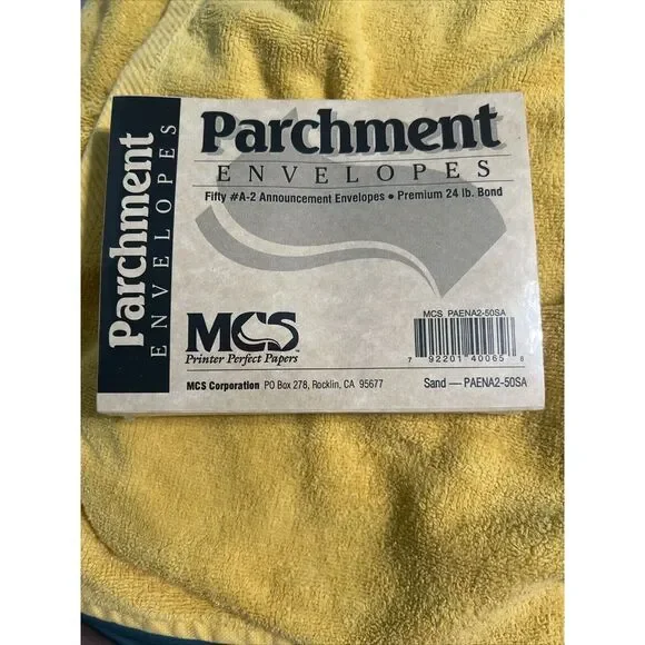 (50) MCS Parchment Announcement Envelopes A2 Premium‎ 24lb. Bond Color: Sand