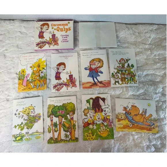 Vintage 1980 Current Inc Uncommon Quips Greeting Cards Set of 8 Kirk Artist