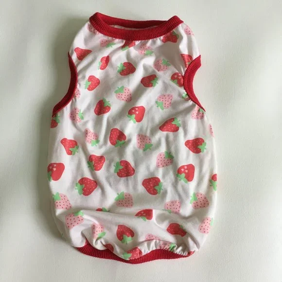 Dog Clothes Strawberry Print Tank Red Pink Size XL