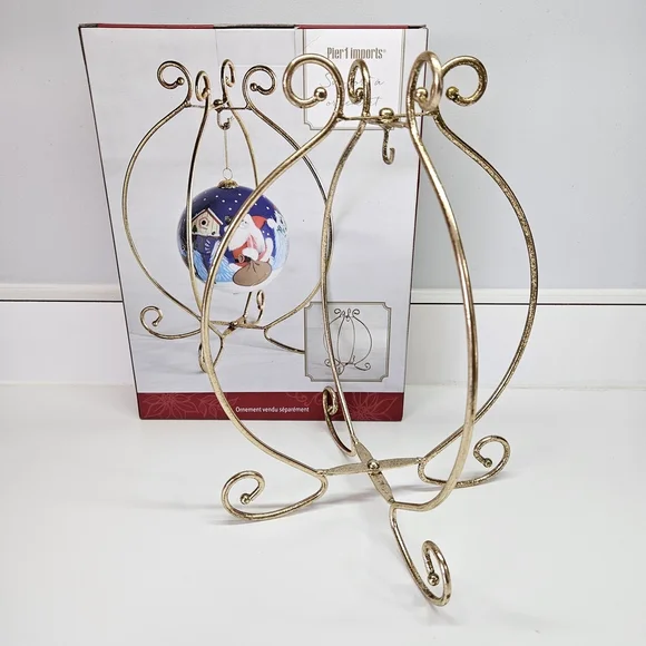 Pier 1 Imports Gold Tone Folding Single Ornament Holder Display Stand