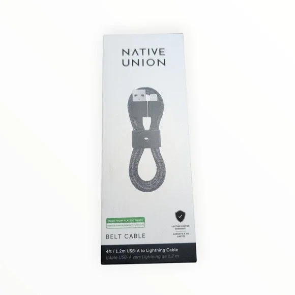 K5-O‎ Native Union Belt Cable Lighting to USB-A Cable - Black/White Braided Cord