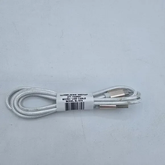 Wireless Gear 3FT Micro USB Fabric Cable - White
