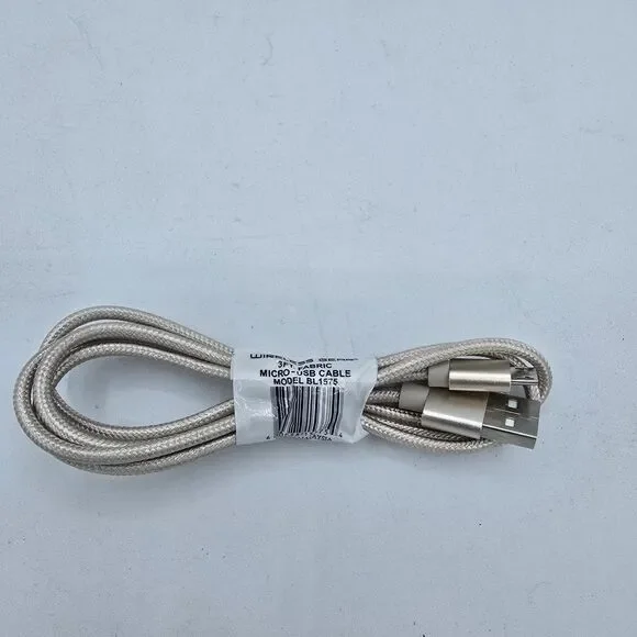 Wireless Gear 3FT Micro USB Fabric Cable - White Gold